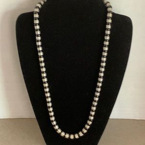 Black Onyx And Sterling Bead Necklace
